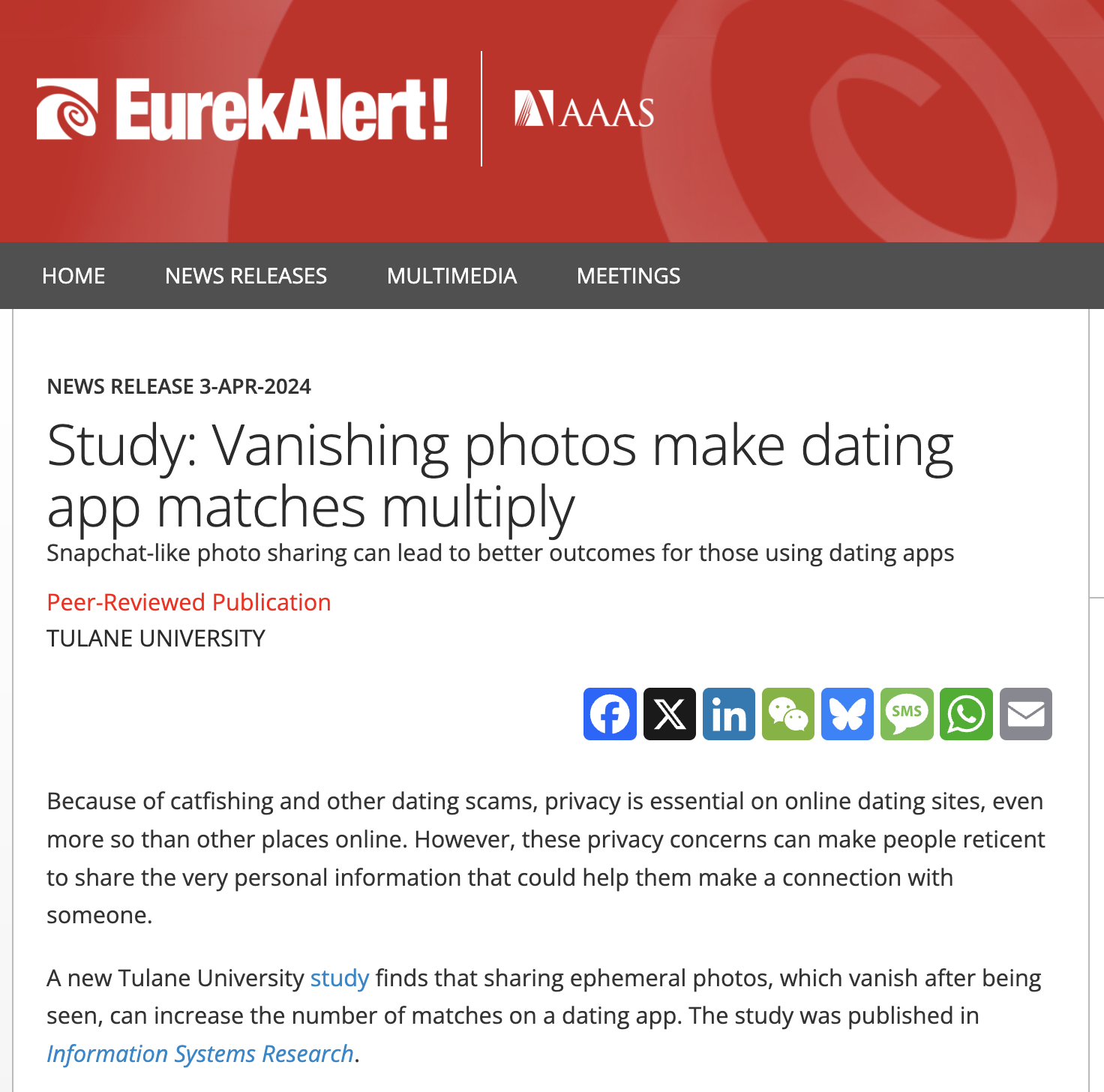 Preview of Study: Vanishing Photos Make Dating App Matches Multiply